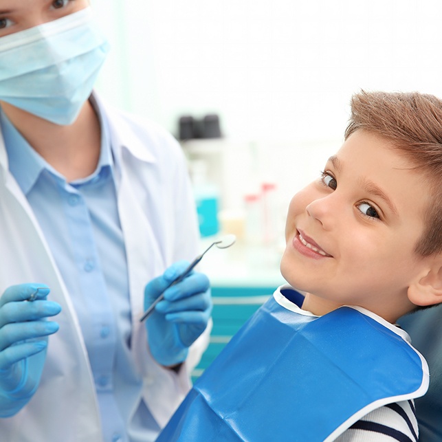 Little boy preparing to receive dental sealants in Chesterfield